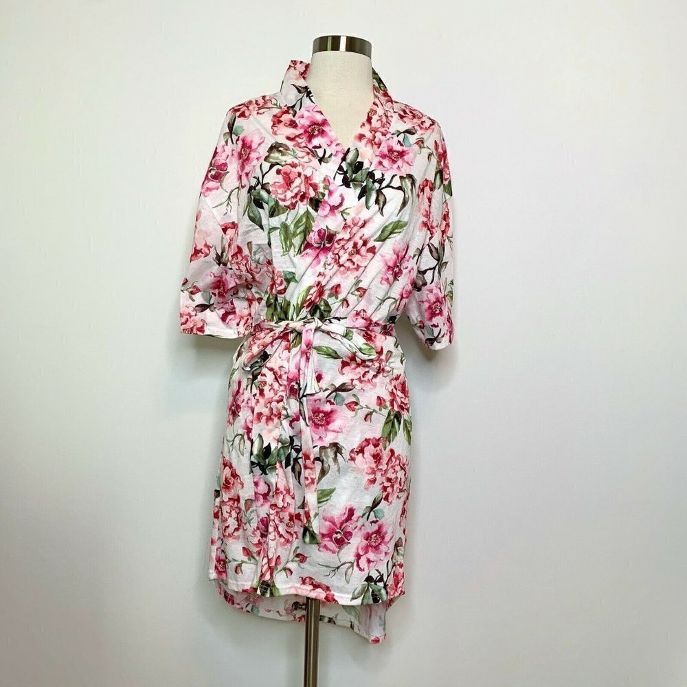 Show‎ Me Your Mumu Womens Robe One Size Floral Print Tie Waist Short Sleeve